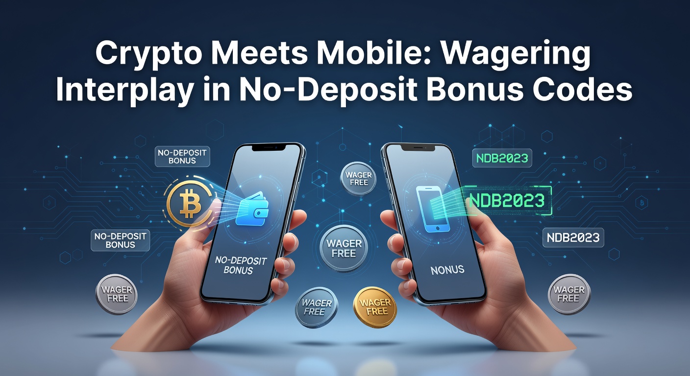 Smartphone displaying a crypto wallet interface alongside mobile casino app with no-deposit bonus activation screen