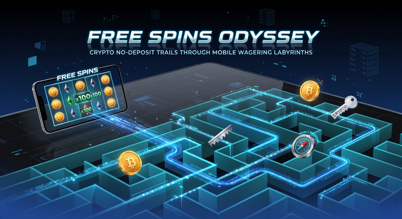 Vibrant digital illustration of a mobile phone screen displaying spinning slot reels with cryptocurrency symbols like Bitcoin and Ethereum floating around, evoking the excitement of no-deposit free spins in crypto casinos