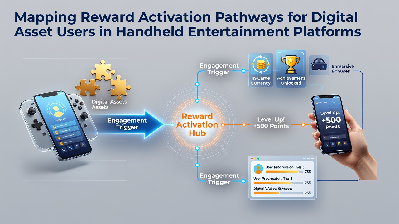 Detailed diagram of technical reward mapping in handheld platforms including API calls and blockchain verification steps