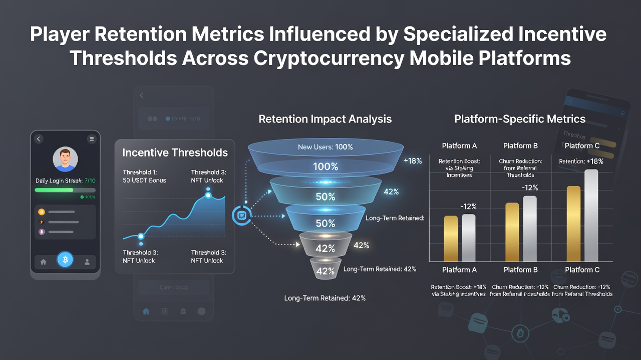 Visualization of player retention metrics and incentive threshold data across crypto mobile gaming platforms