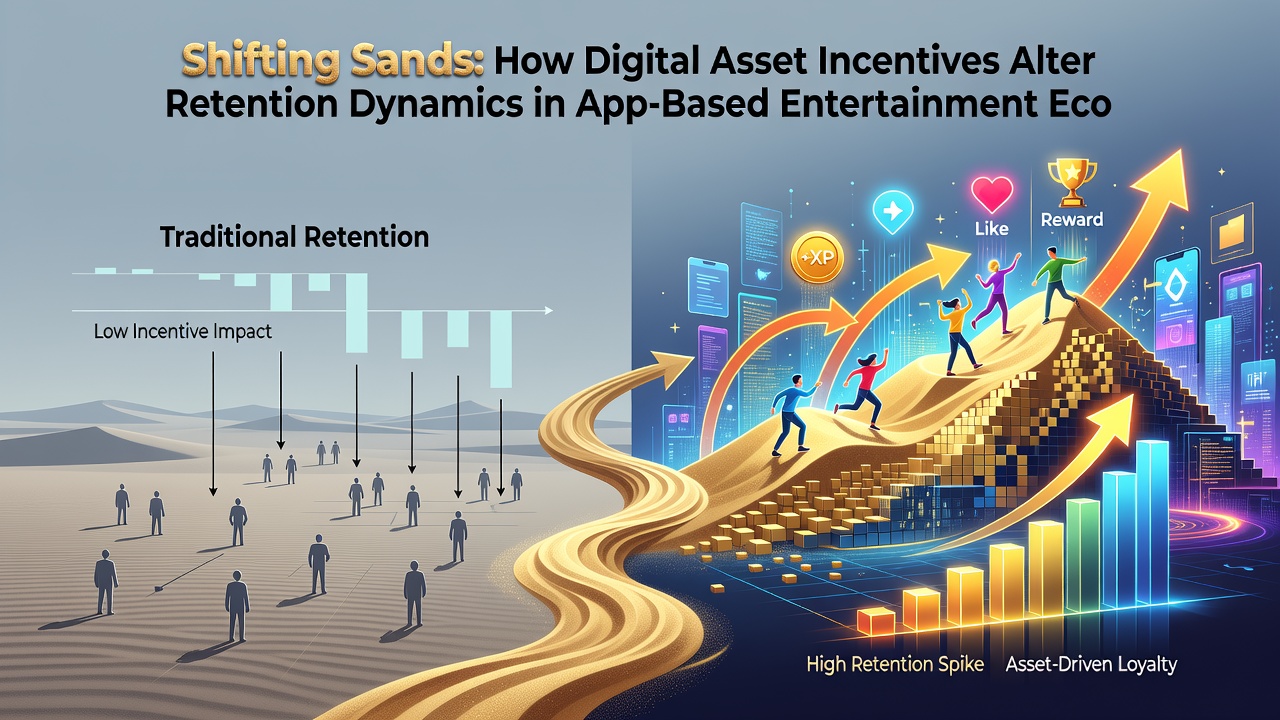Analytics dashboard displaying retention metrics influenced by crypto-based rewards in entertainment applications