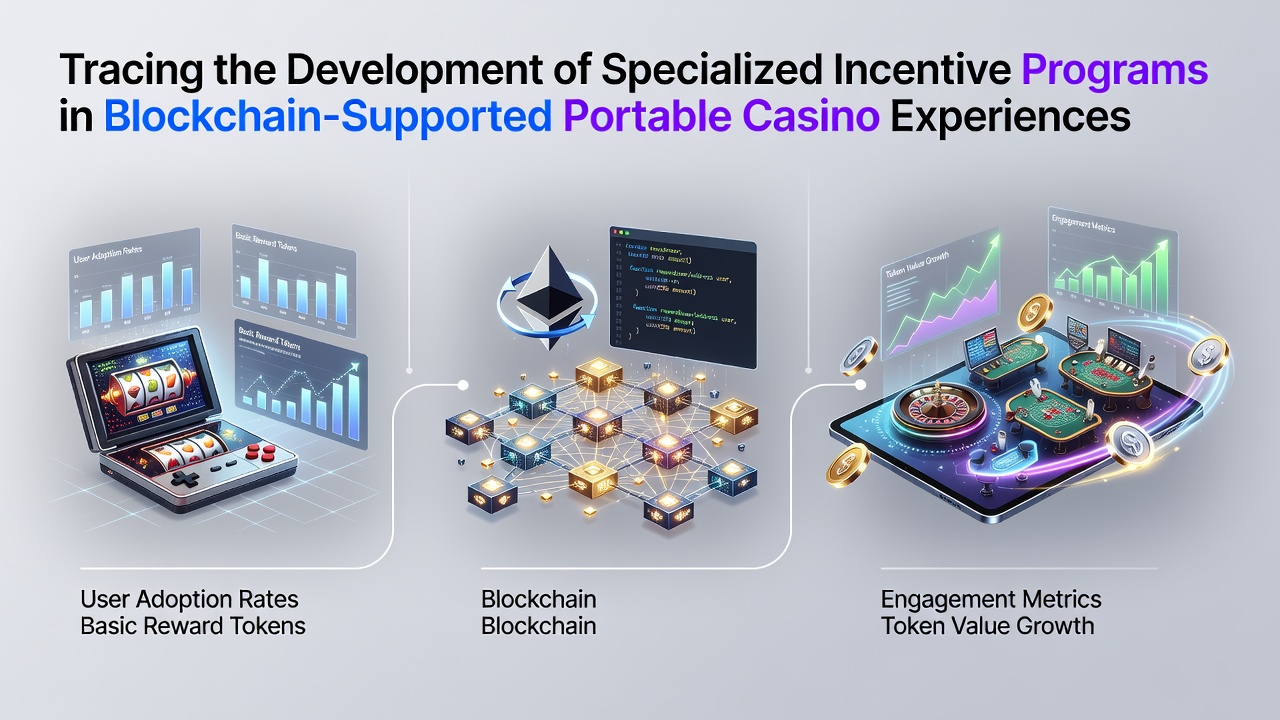 Early blockchain mobile casino interface showing initial reward structures and transaction ledgers